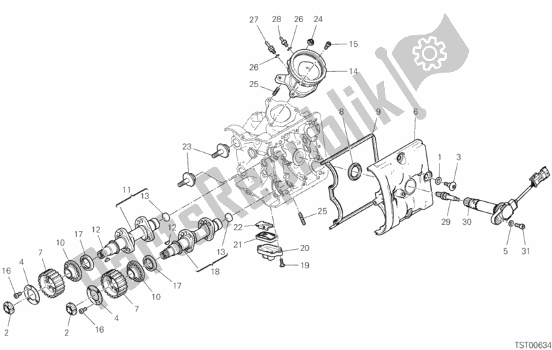 All parts for the Horizontal Head Timing System of the Ducati Hypermotard 950 2020